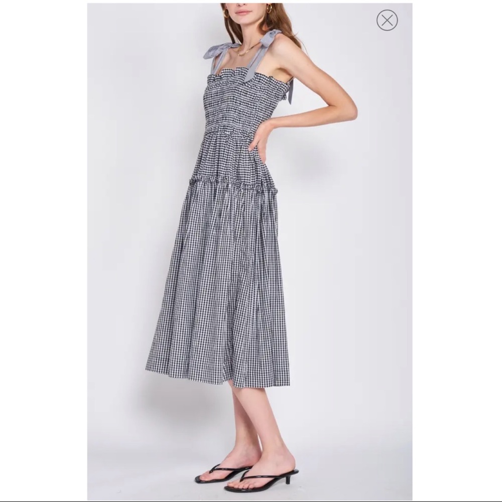 SOLD!! Gingham Smock Bodice Cotton Sundress